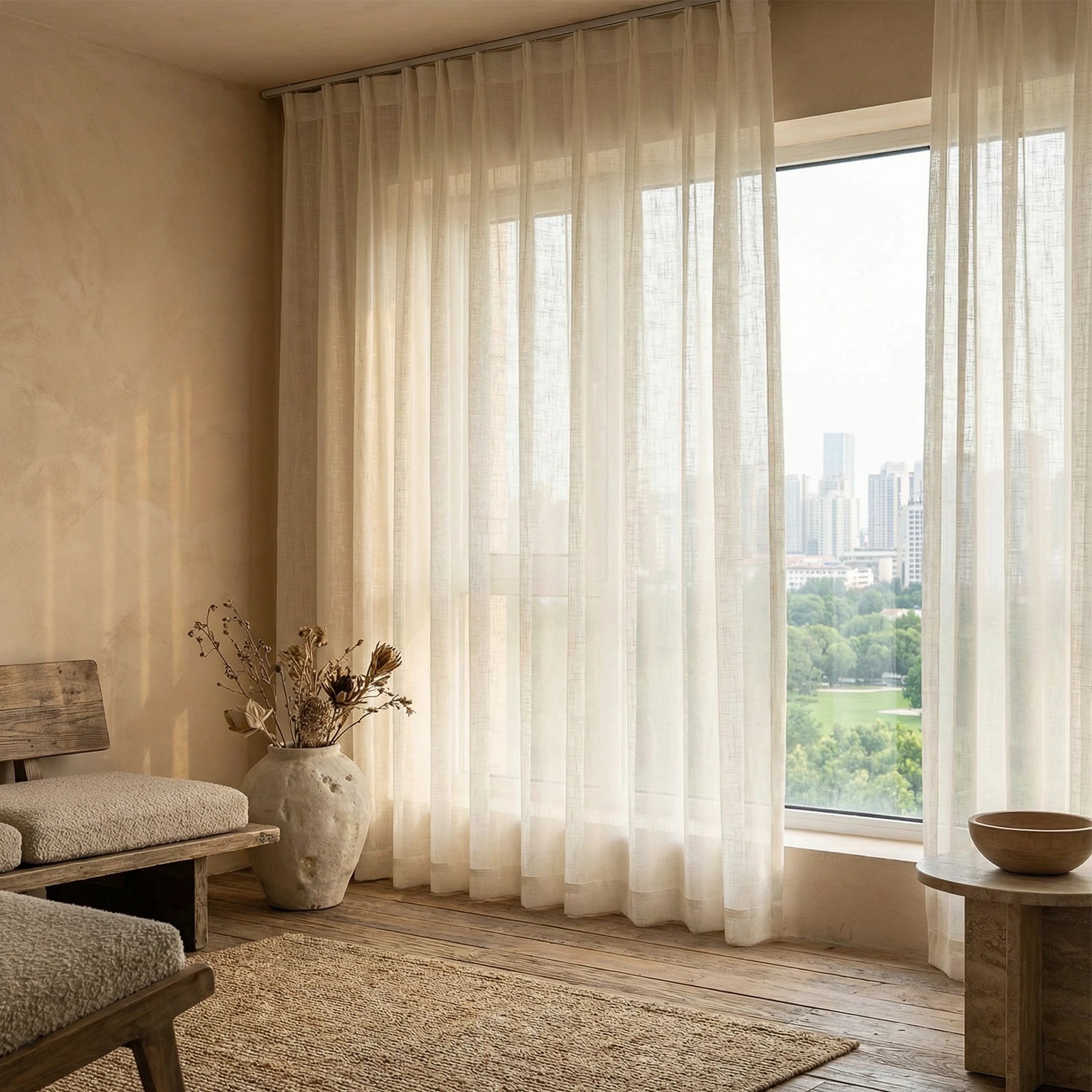 Fern Cotton Semi Sheer Curtains