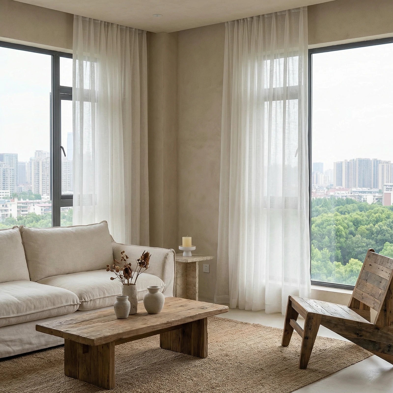 Fern Cotton Semi Sheer Curtains