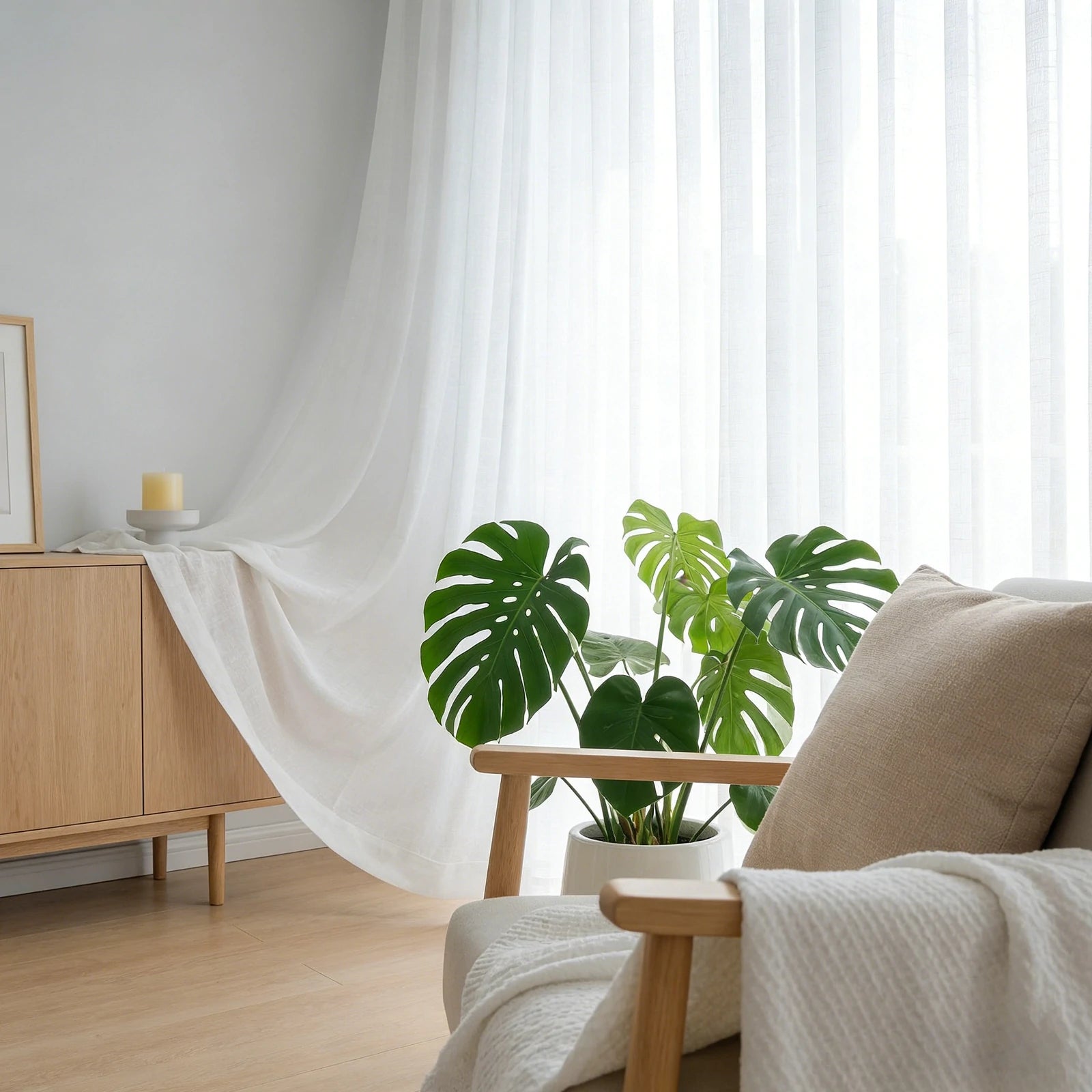 Fern Cotton Semi Sheer Curtains