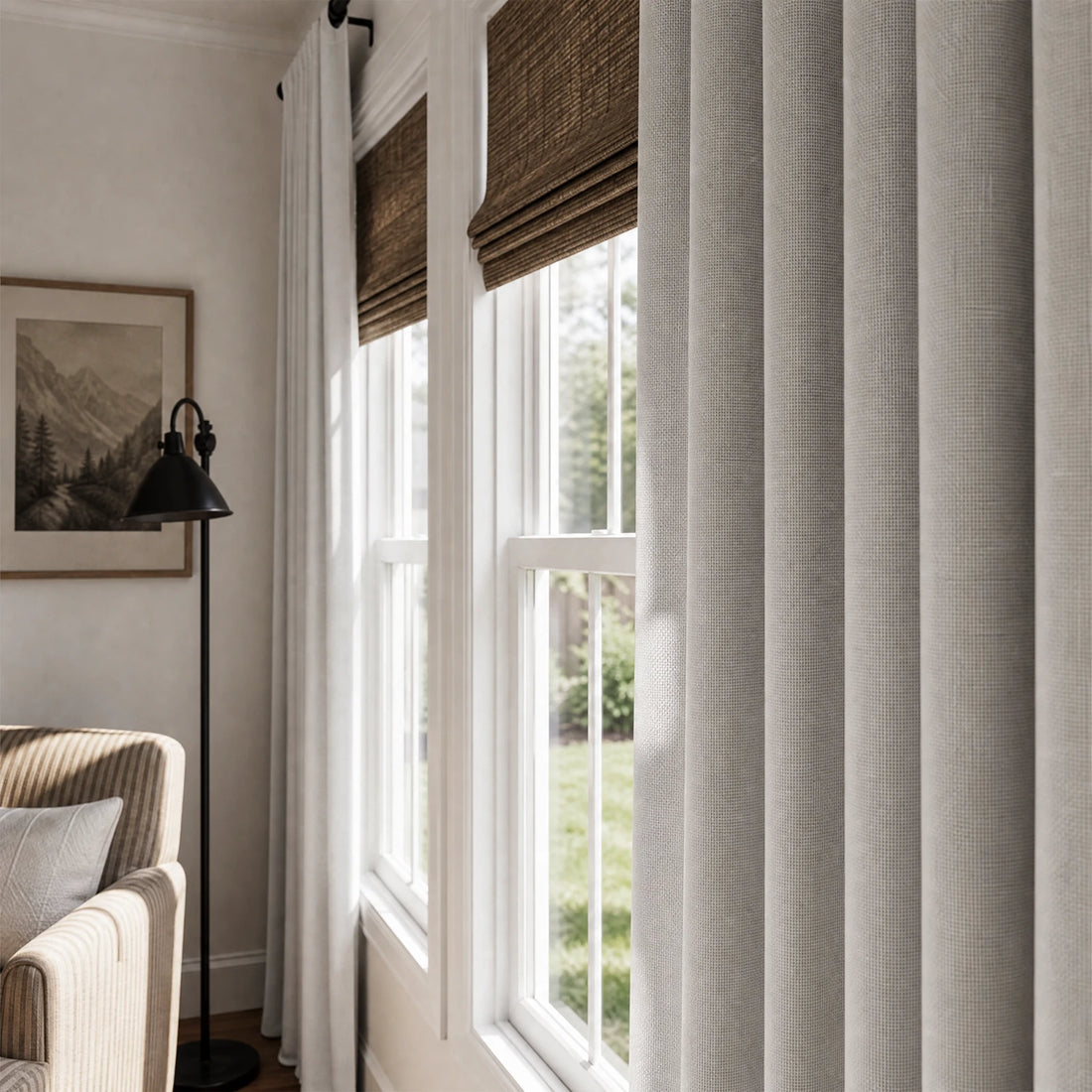 Gavin 100% Balckout Linen Look Curtains