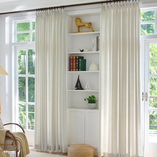 Jasper Linen Curtains Plaid White