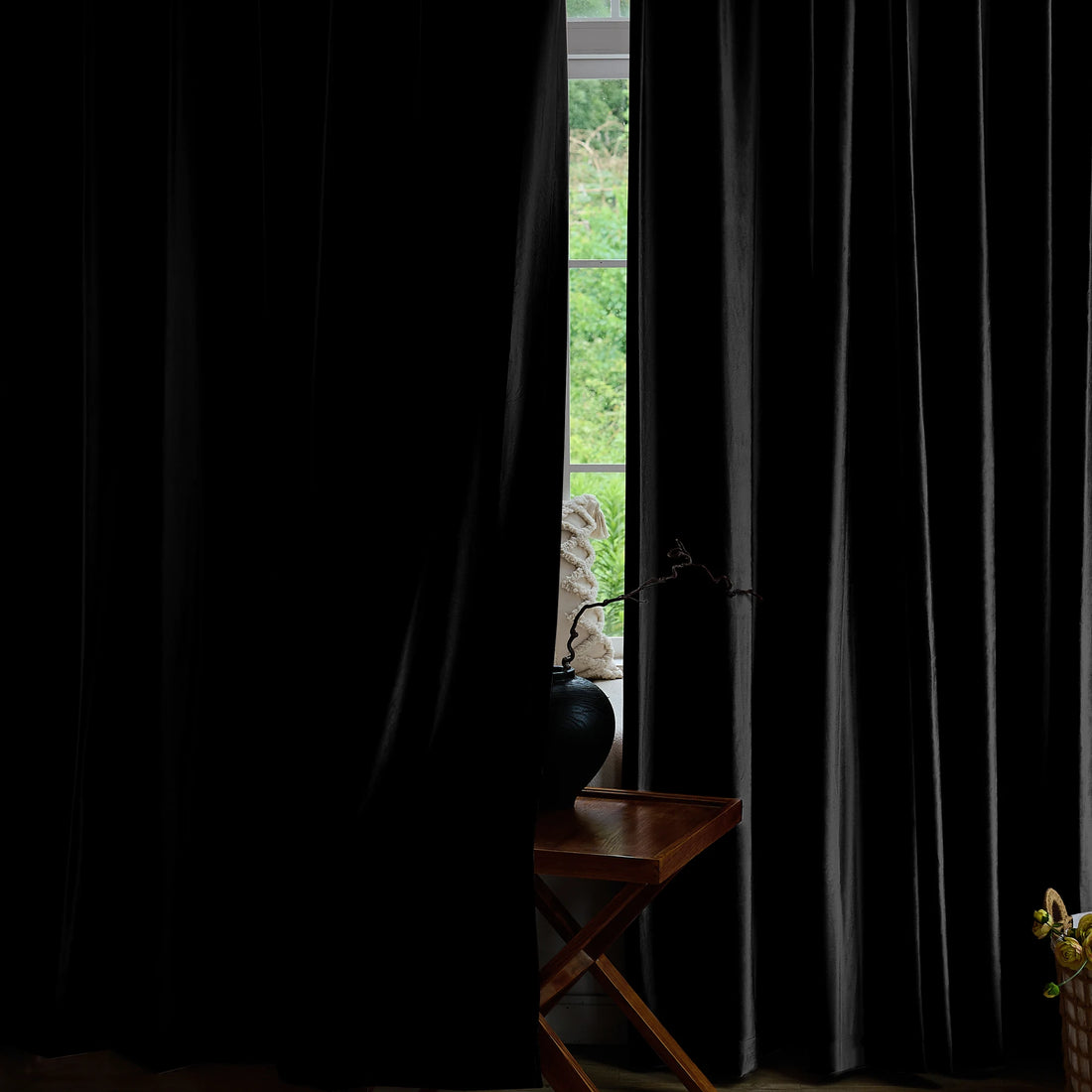 Black Velvet Curtains Display