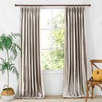 Brown Rice Velvet Curtains Front View