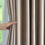 Brown Rice Velvet Curtains Details