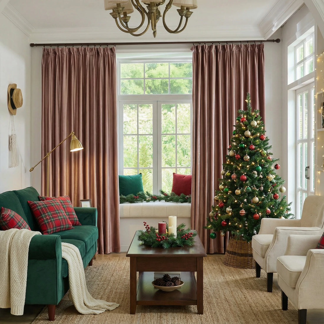 Julian Luxe Velvet Curtains Christmas Theme