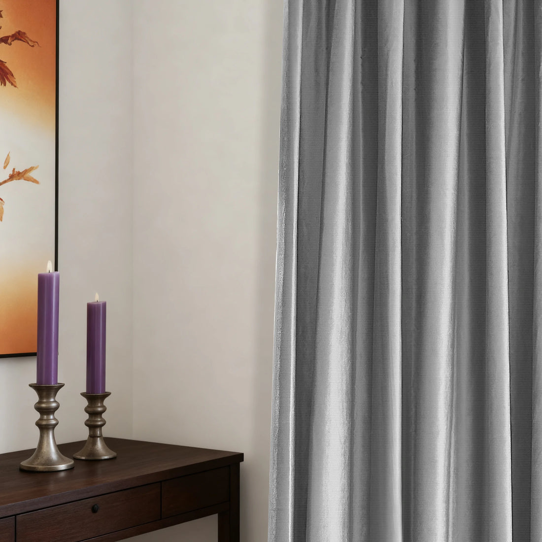 Dark Gray Velvet Curtains Details