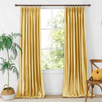Gold velvet curtains Front View