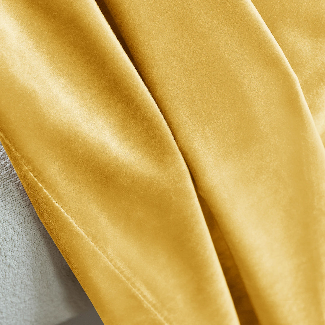 Details of the gold velvet curtain fabric