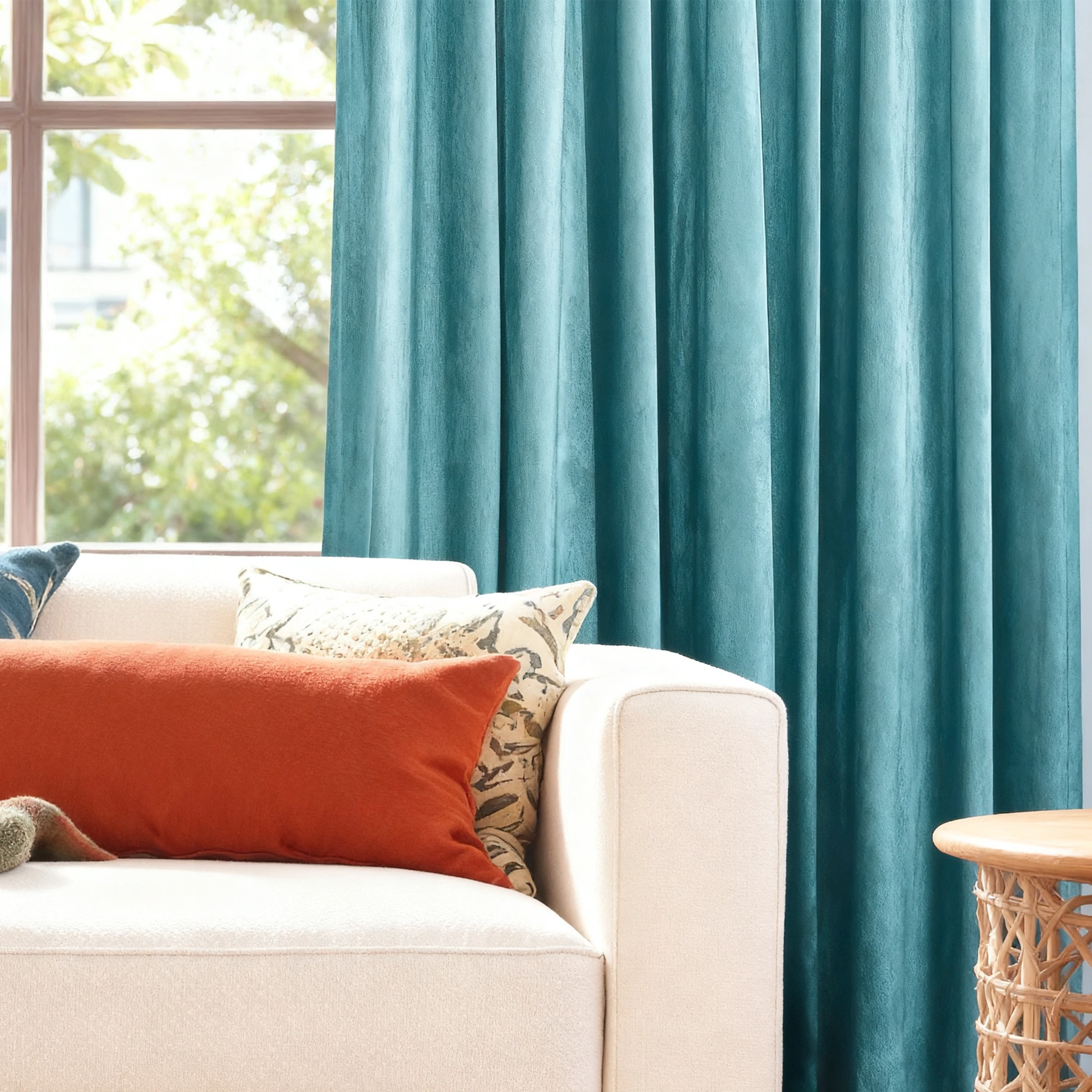 Hazy Blue Velvet Curtains Details
