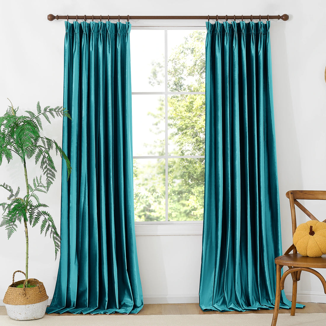 Sapphire Blue Velvet Curtains Front