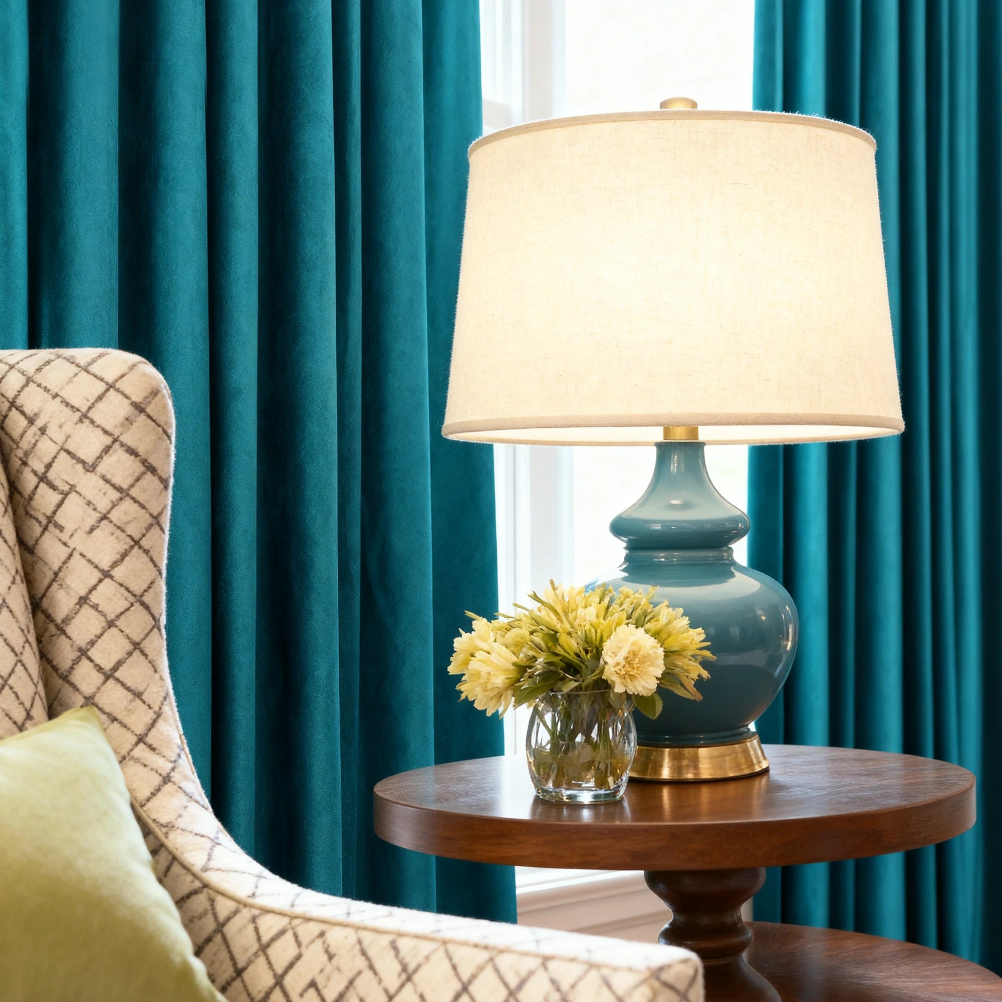 Sapphire velvet curtains outfit ideas