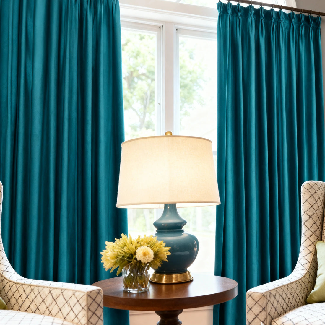 Sapphire velvet curtain Front view