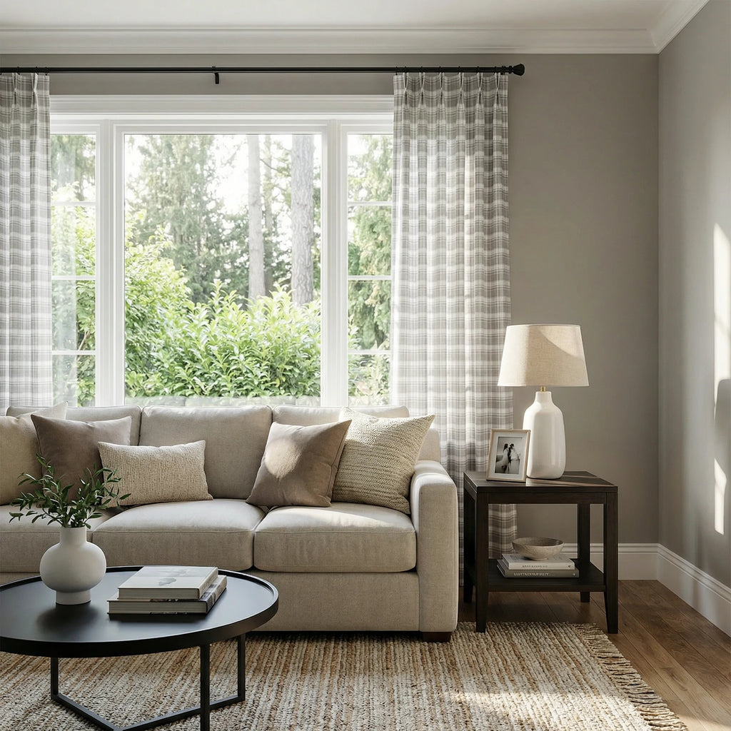 Linda Linen Plaid Striped Curtains