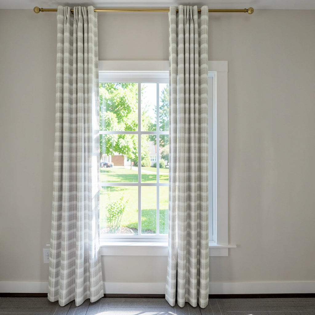 Linda Linen Plaid Striped Curtains