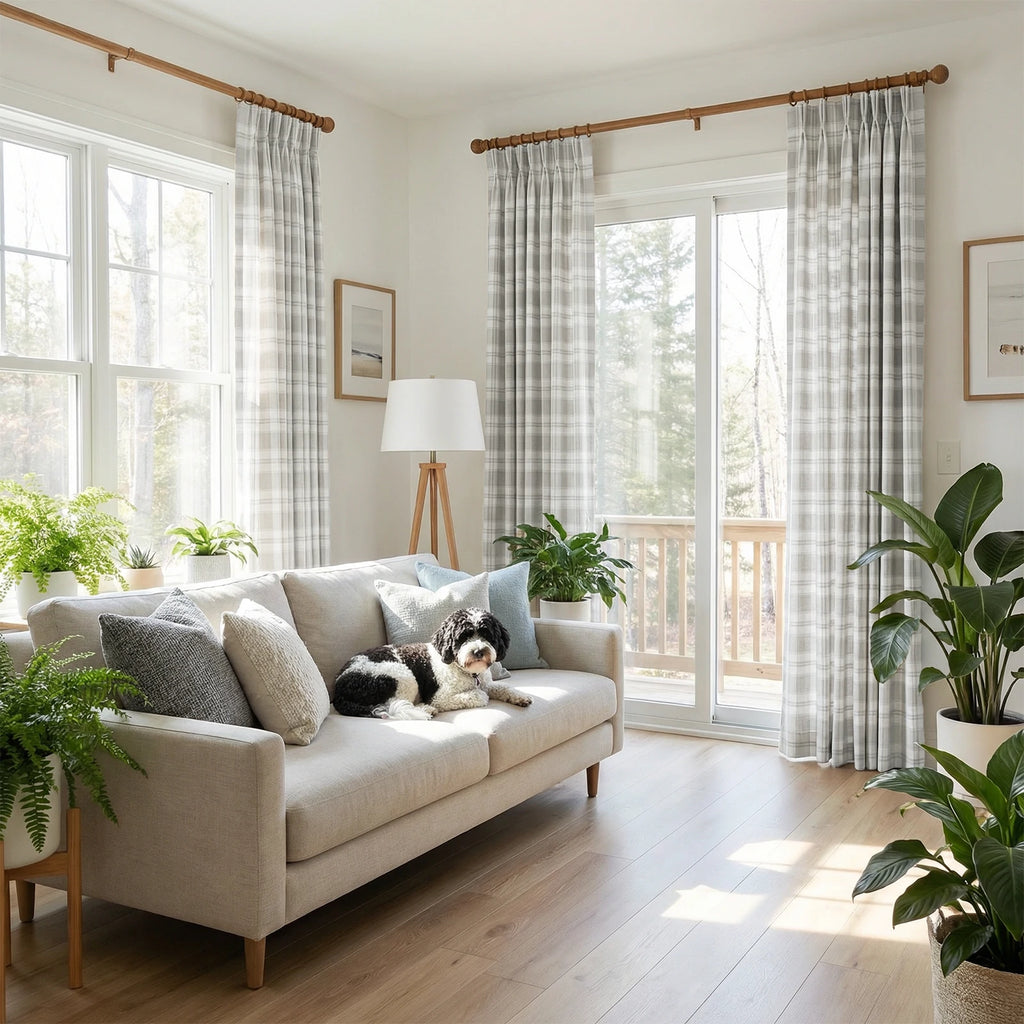 Linda Linen Plaid Striped Curtains