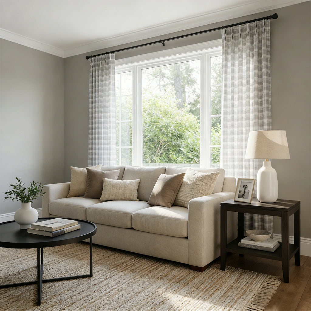 Linda Linen Plaid Striped Curtains