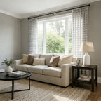 Linda Linen Plaid Striped Curtains