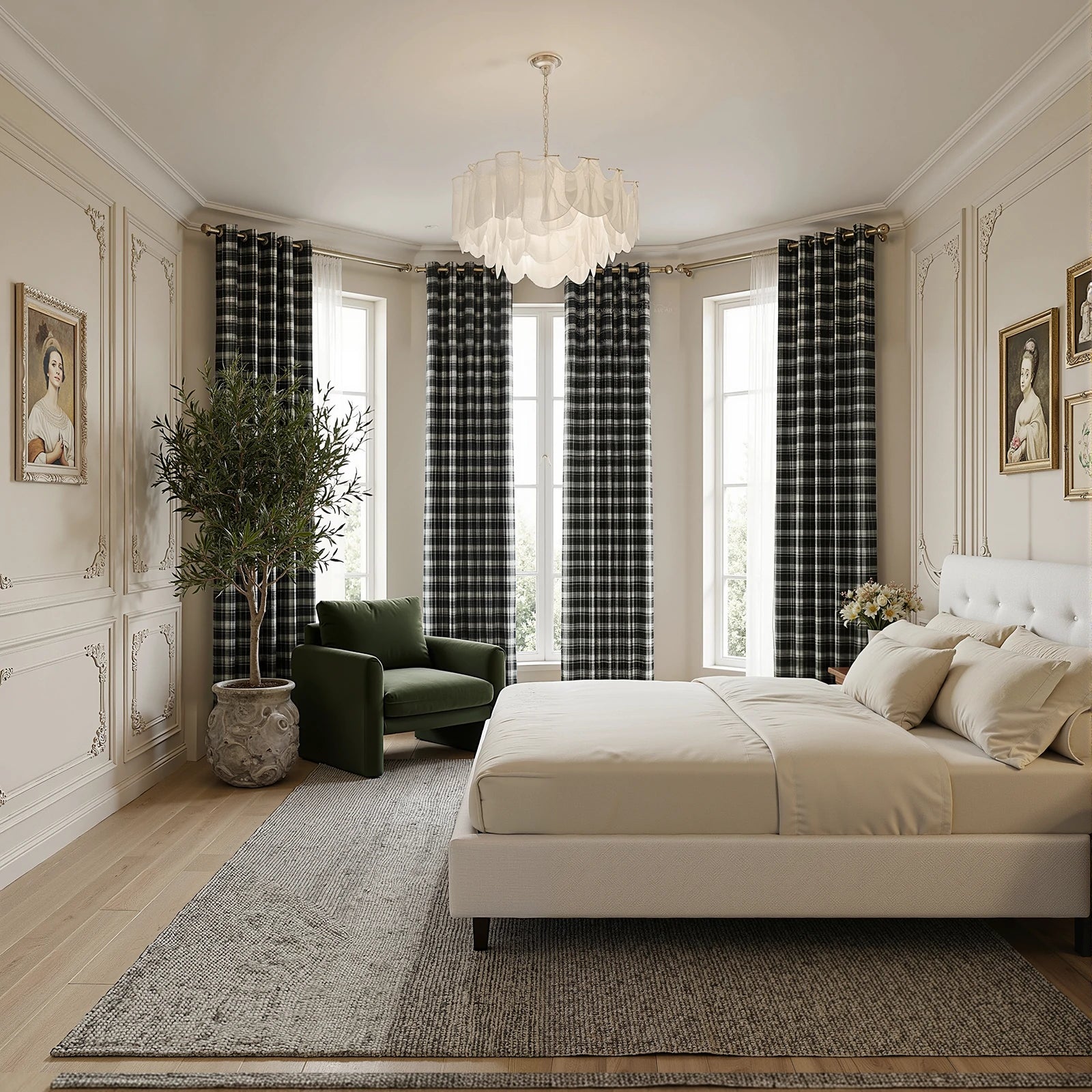 Linda Linen Paid Striped Curtains