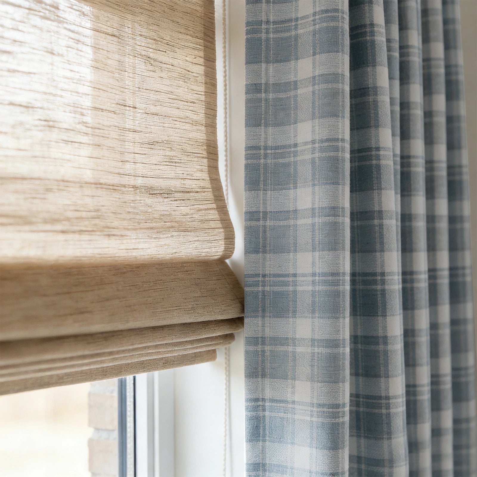 Linda Linen Plaid Striped Curtains