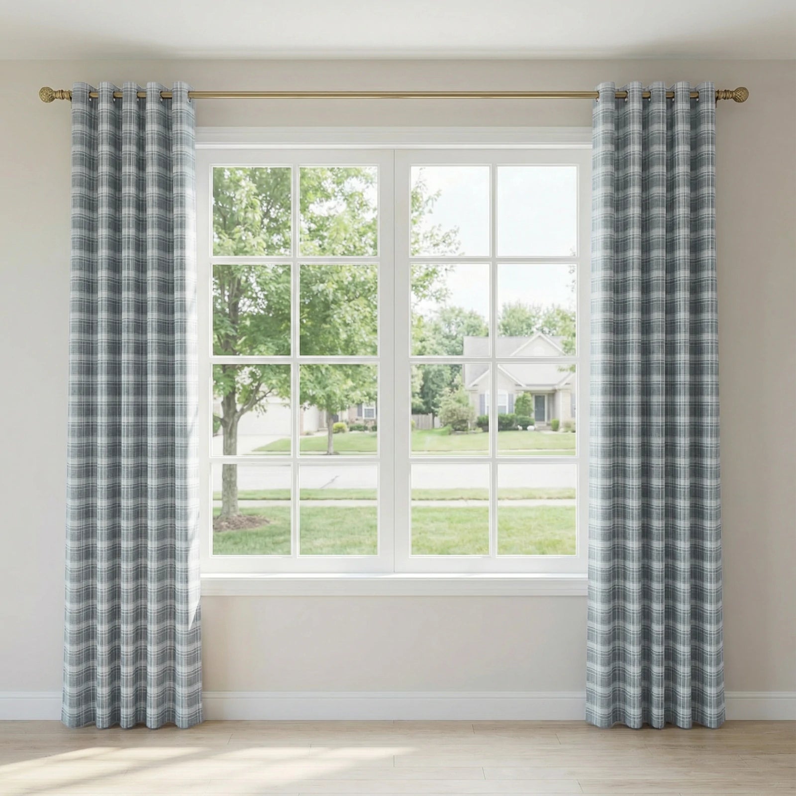 Linda Linen Plaid Striped Curtains
