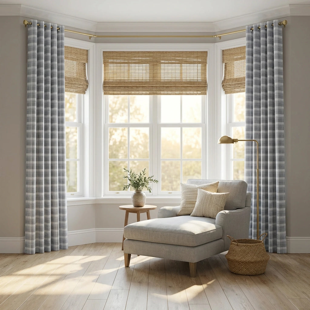 Linda Linen Plaid Striped Curtains