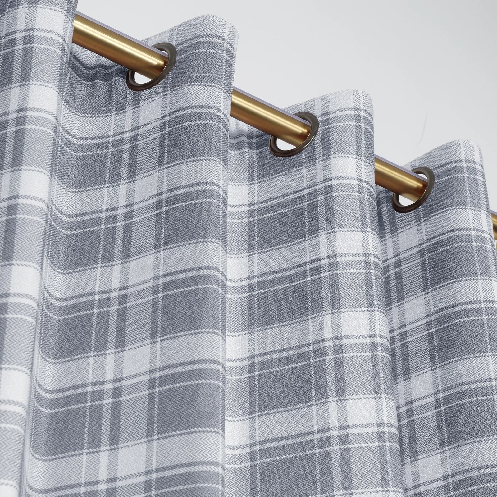 Linda Linen Plaid Striped Curtains