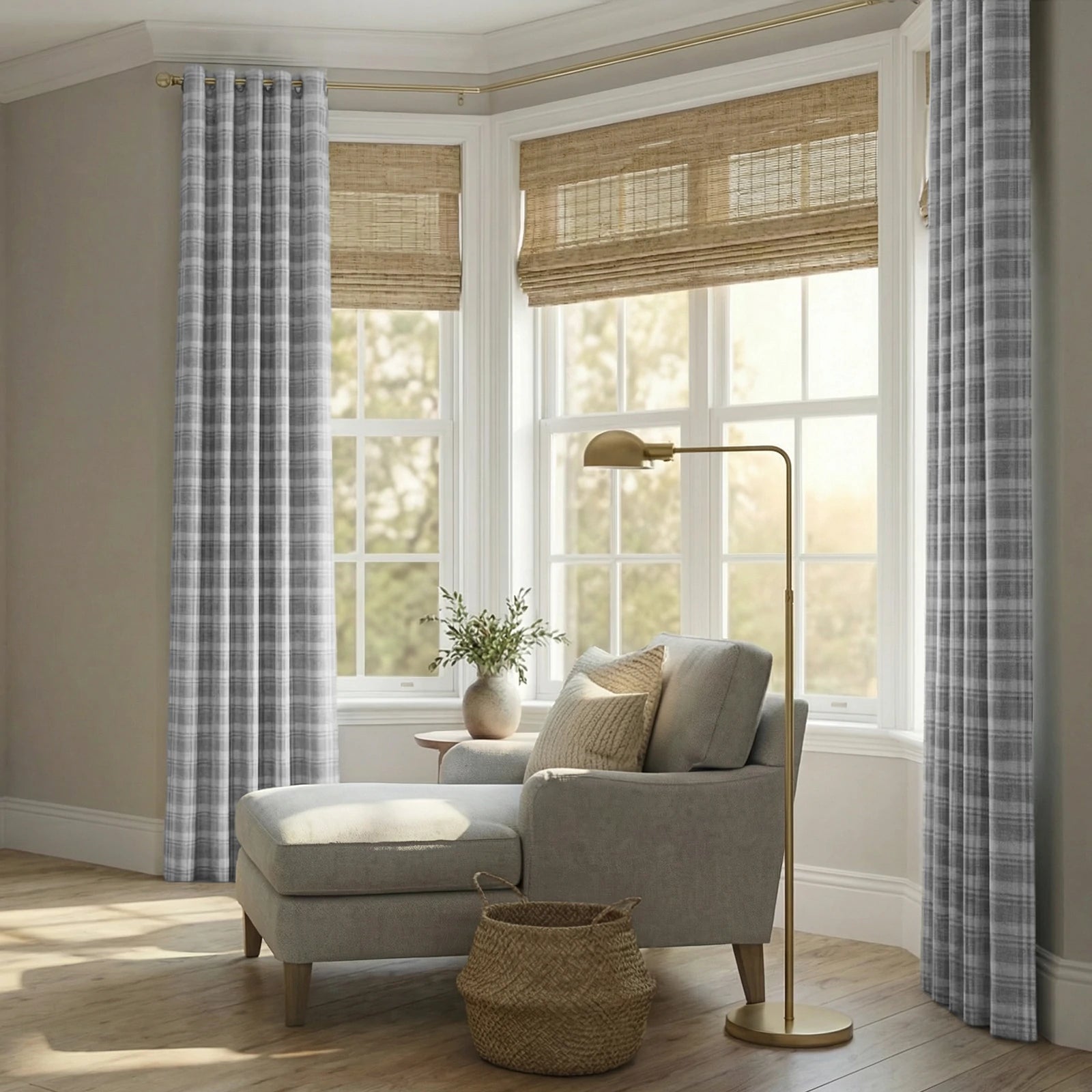 Linda Linen Plaid Striped Curtains