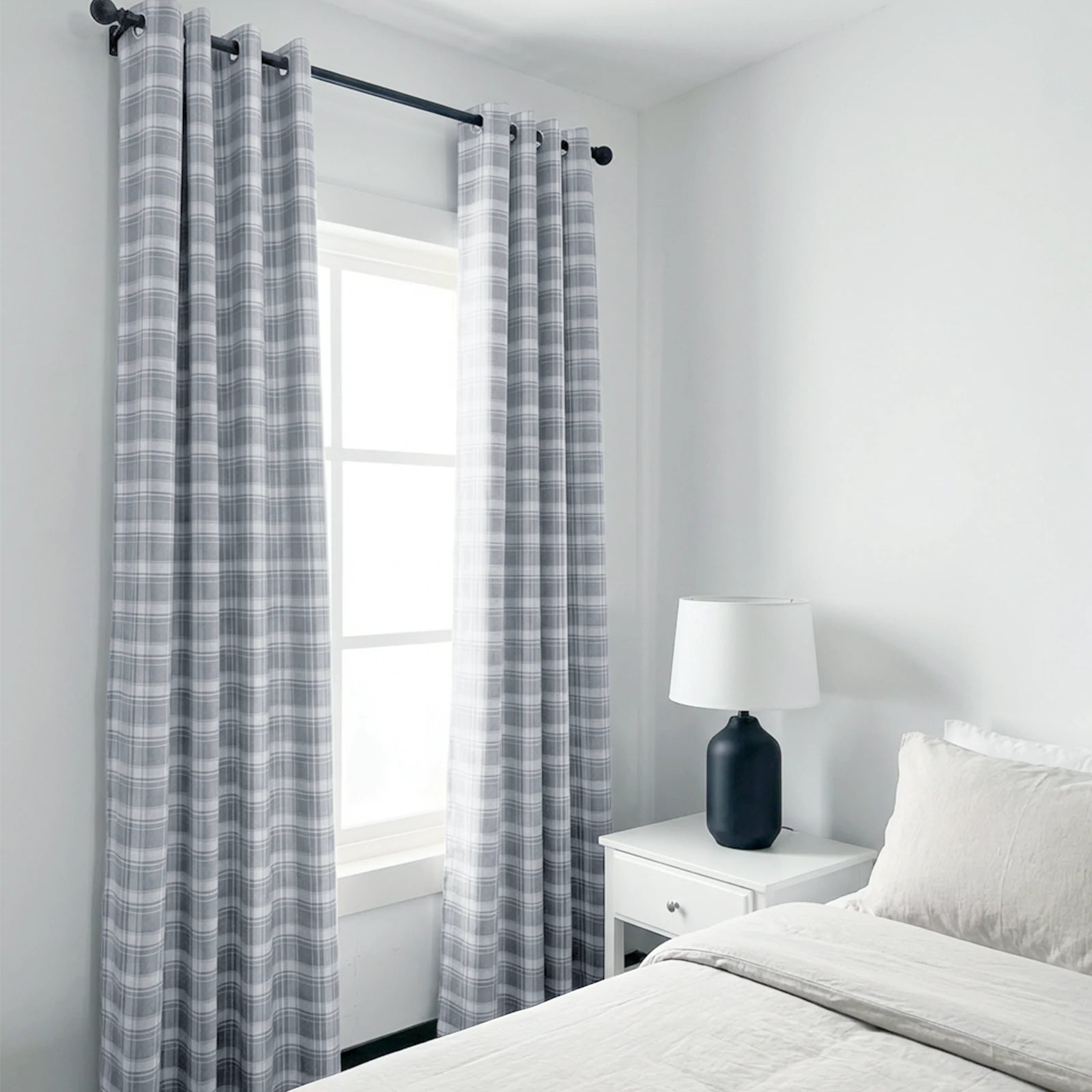 Linda Linen Plaid Striped Curtains