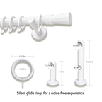 Custom curtain rod with white silent glide rings