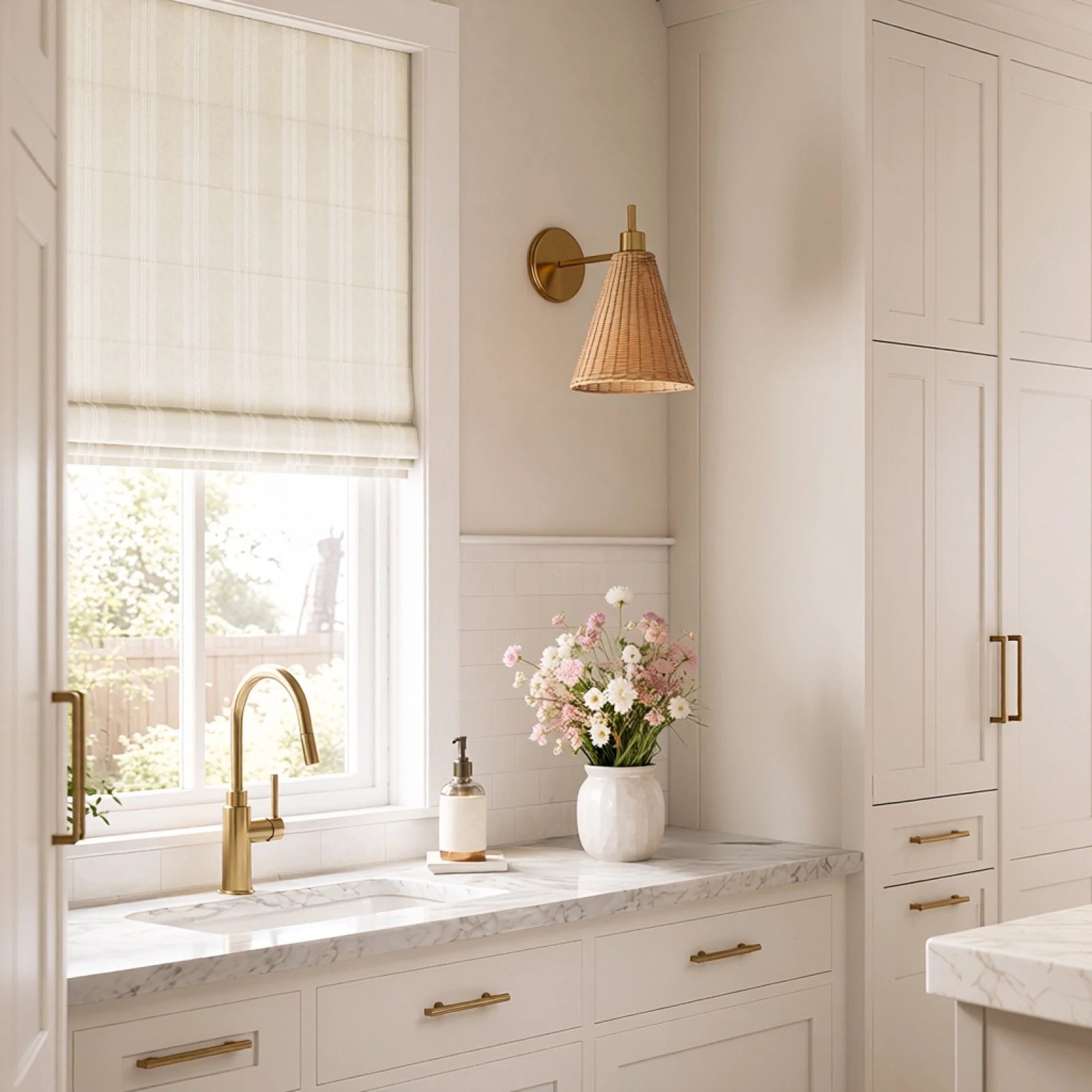 Ocean Stripe Pattern Cotton Blend Roman Shades