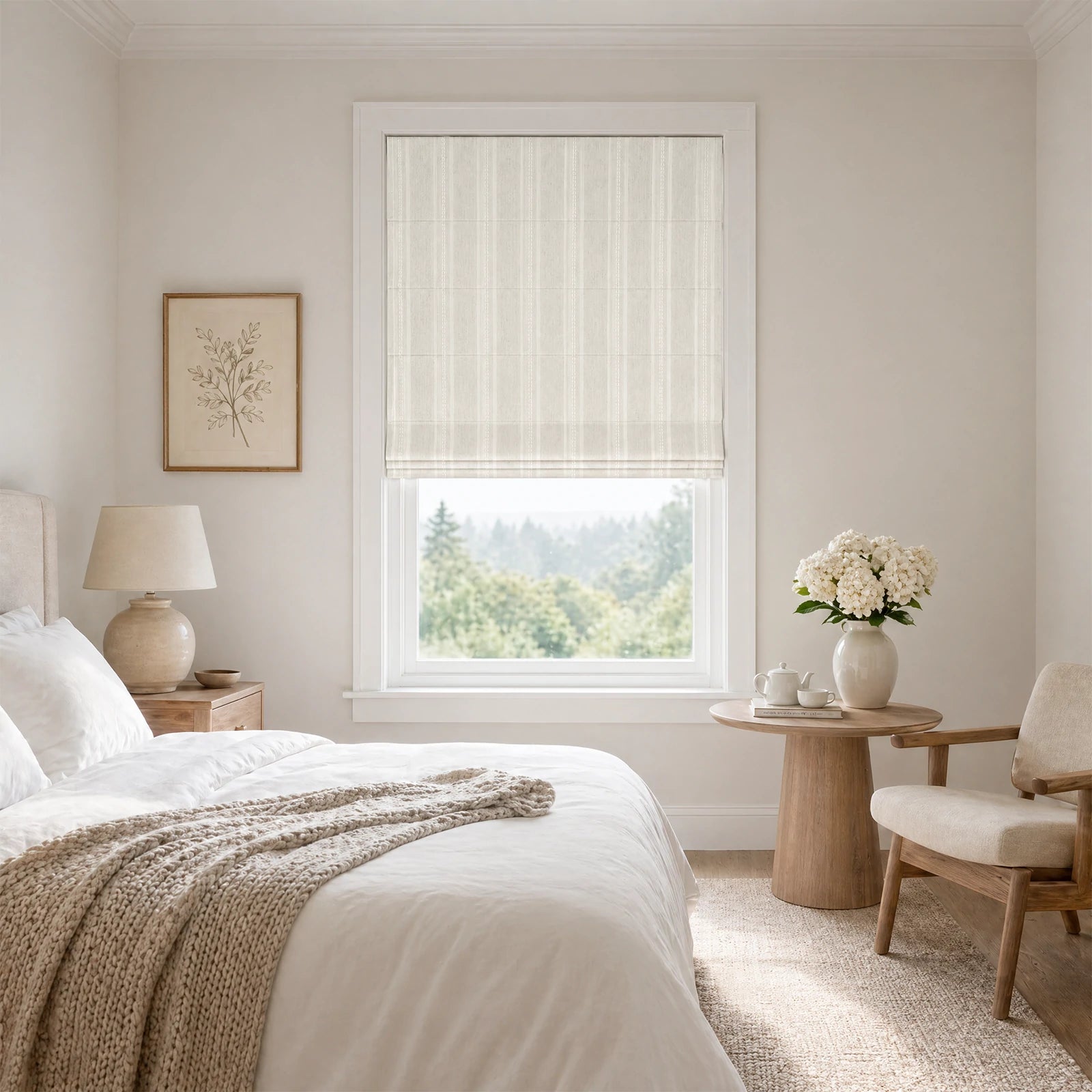 Ocean Stripe Pattern Cotton Blend Roman Shades