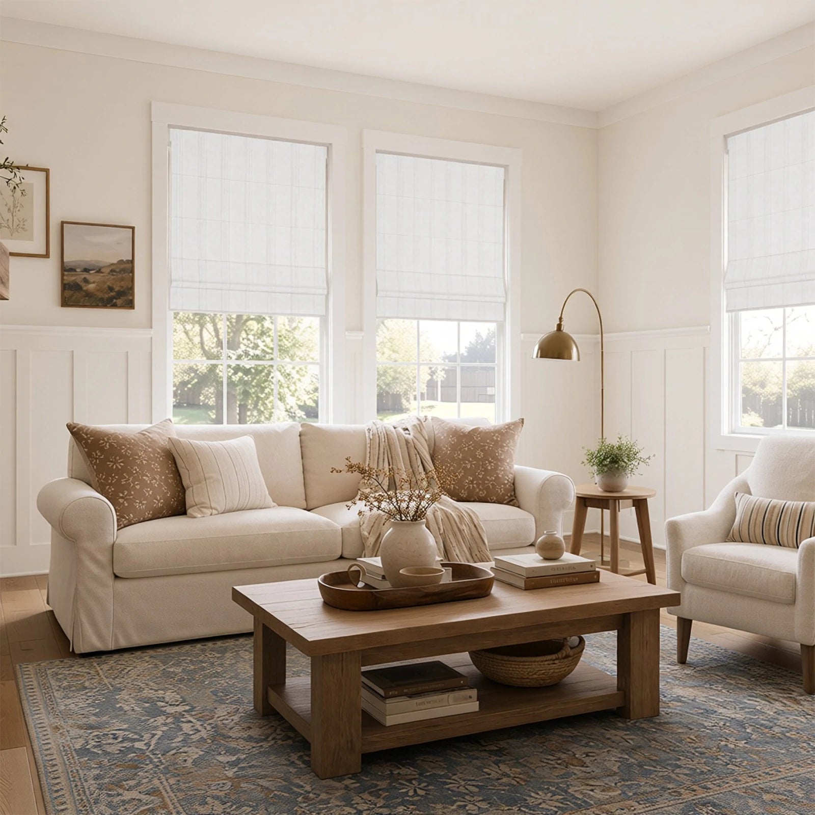 Ocean Stripe Pattern Cotton Blend Roman Shades