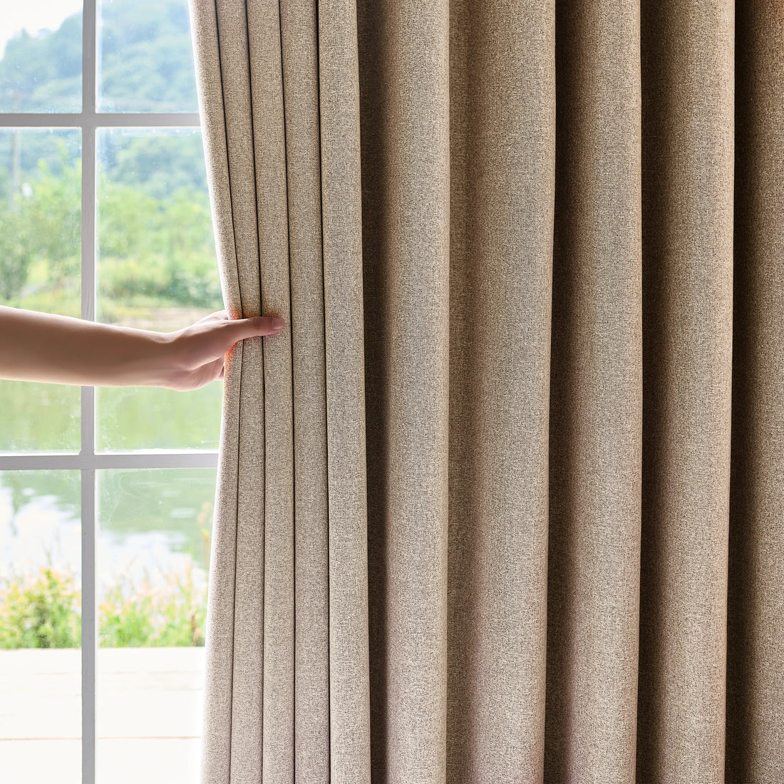 Orion Blackout Curtains Light Coffee Details