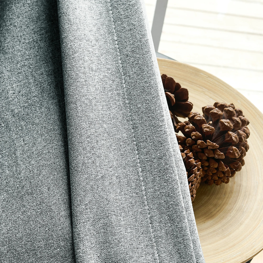 Orion Blackout Curtains Light Grayish Green Fabric Display