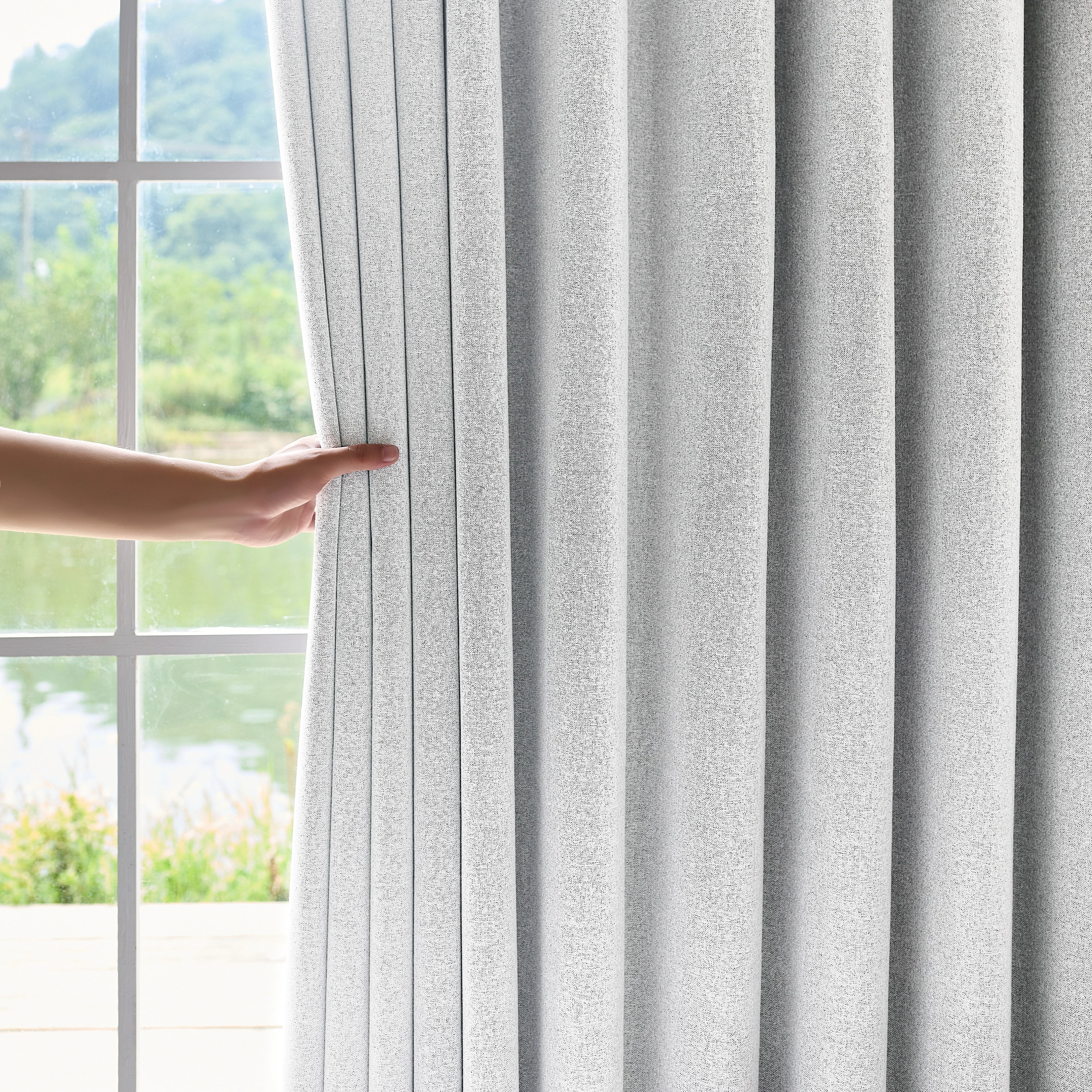 Orion Blackout Curtains White Gray Details