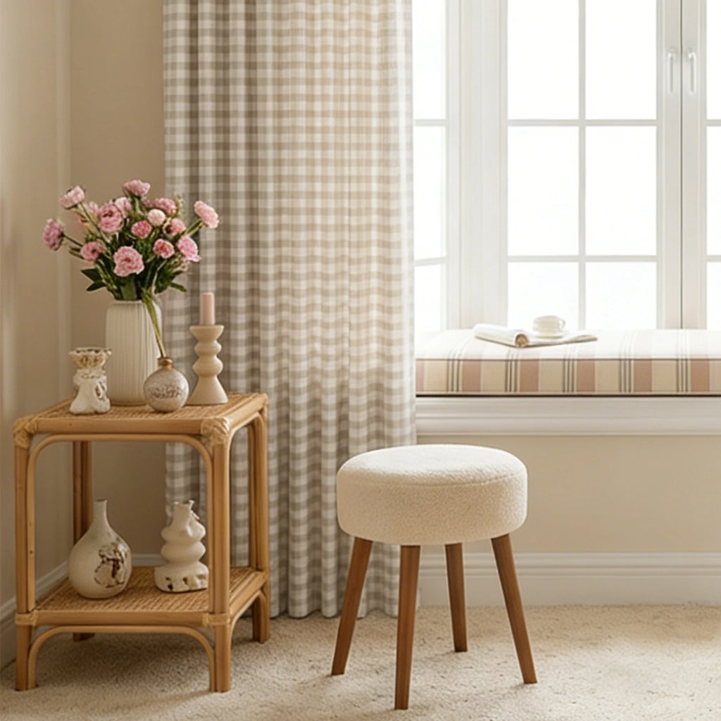 Simon Plaid Linen Textured Curtains