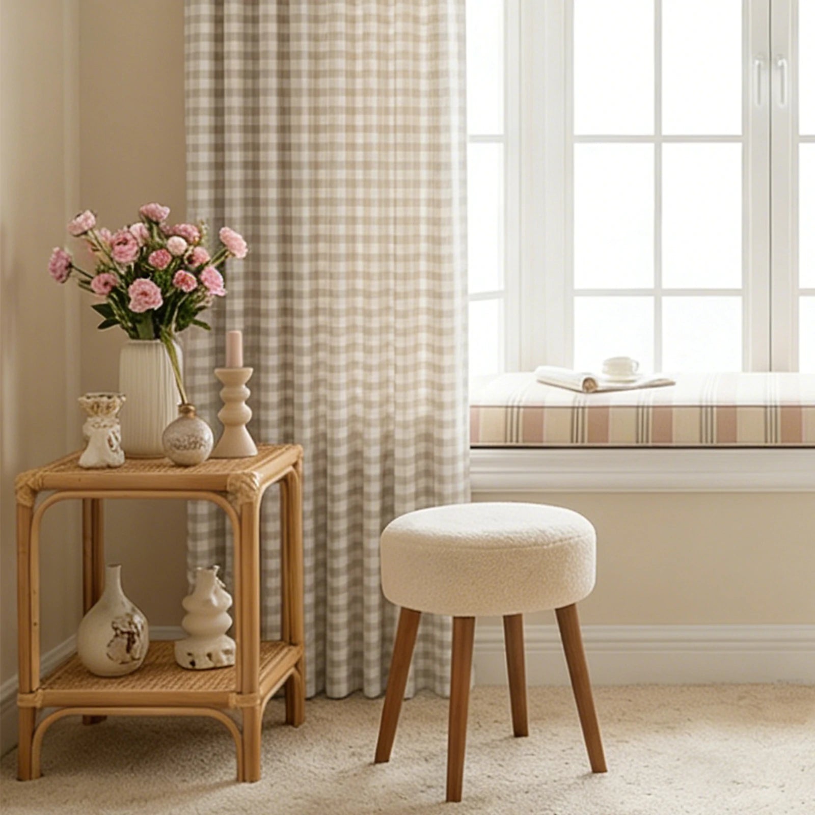 Simon Plaid Linen Textured Curtains