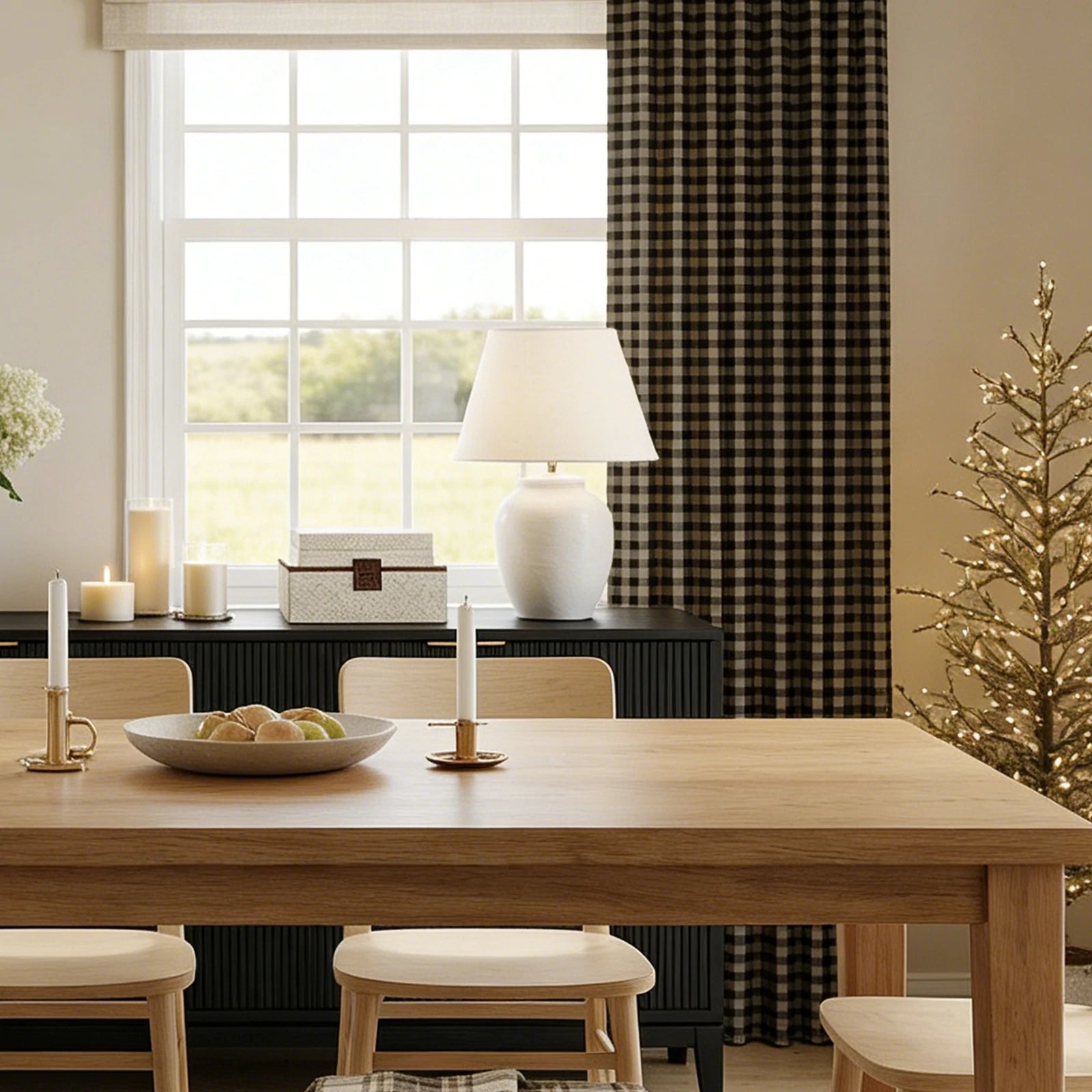 Simon Plaid Linen Textured Curtains