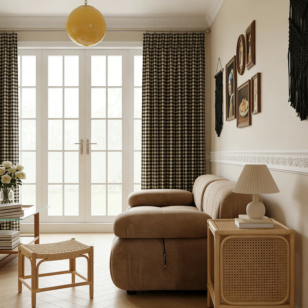 Simon Plaid Linen Textured Curtains