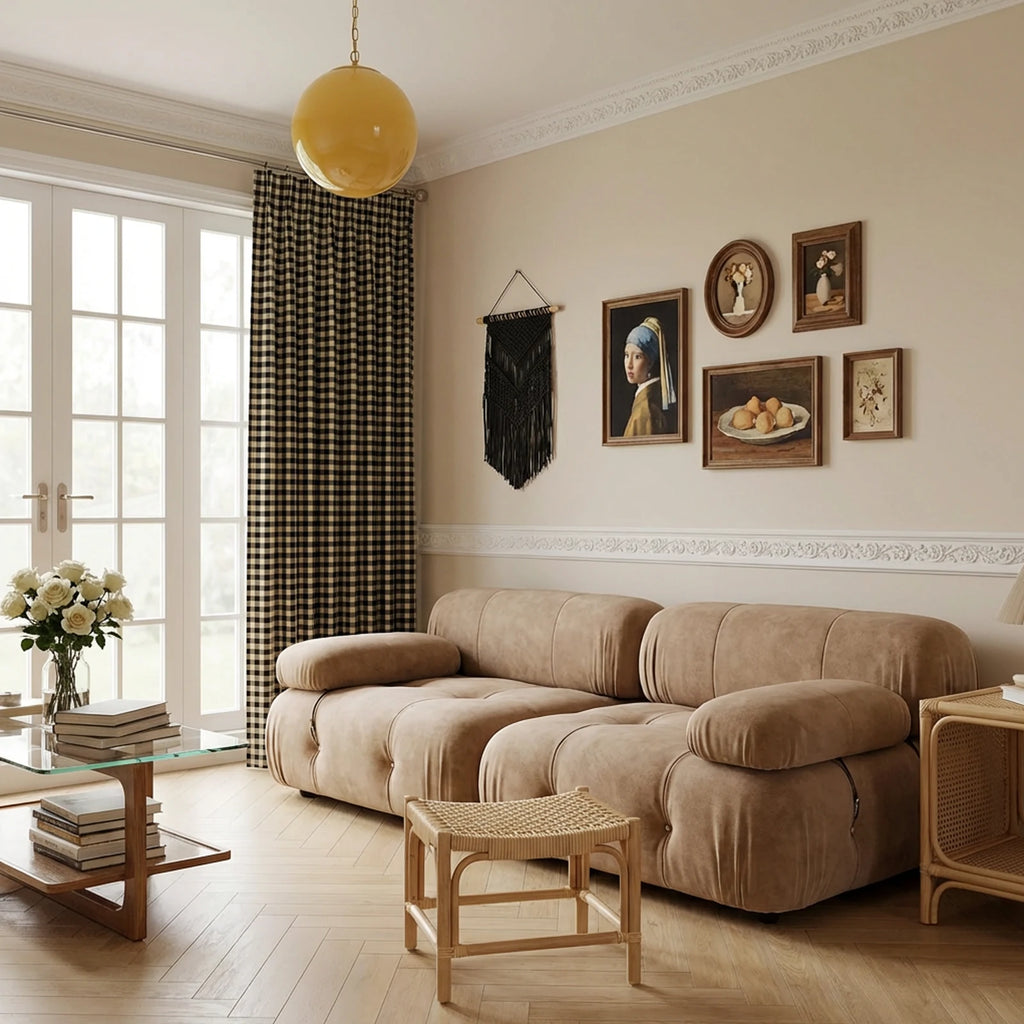 Simon Plaid Linen Textured Curtains