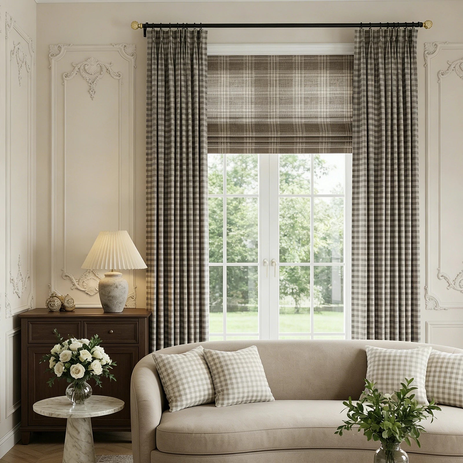 Simon Plaid Linen Textured Curtains