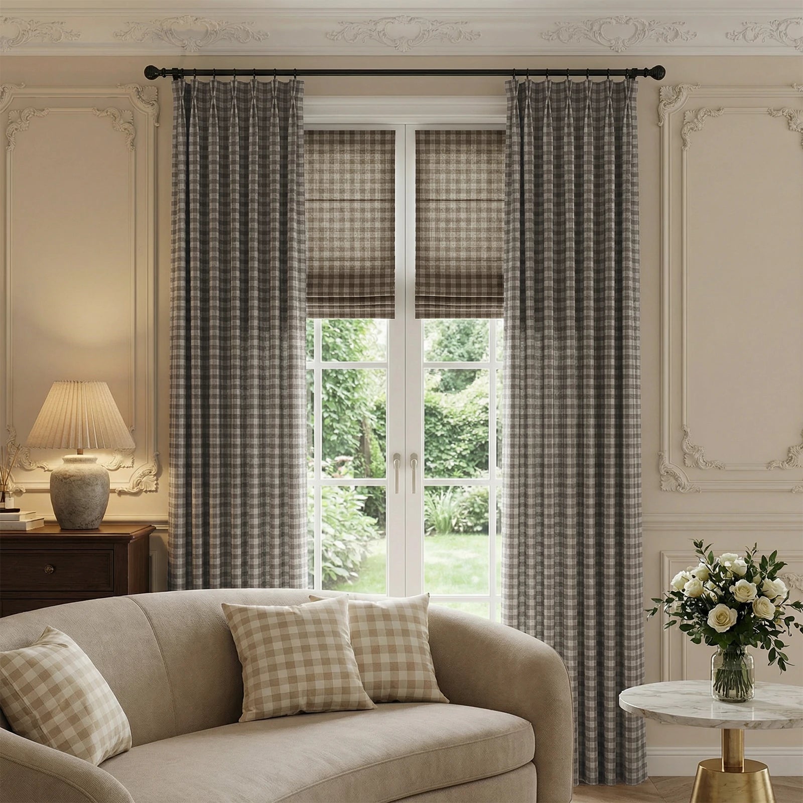 Simon Plaid Linen Textured Curtains
