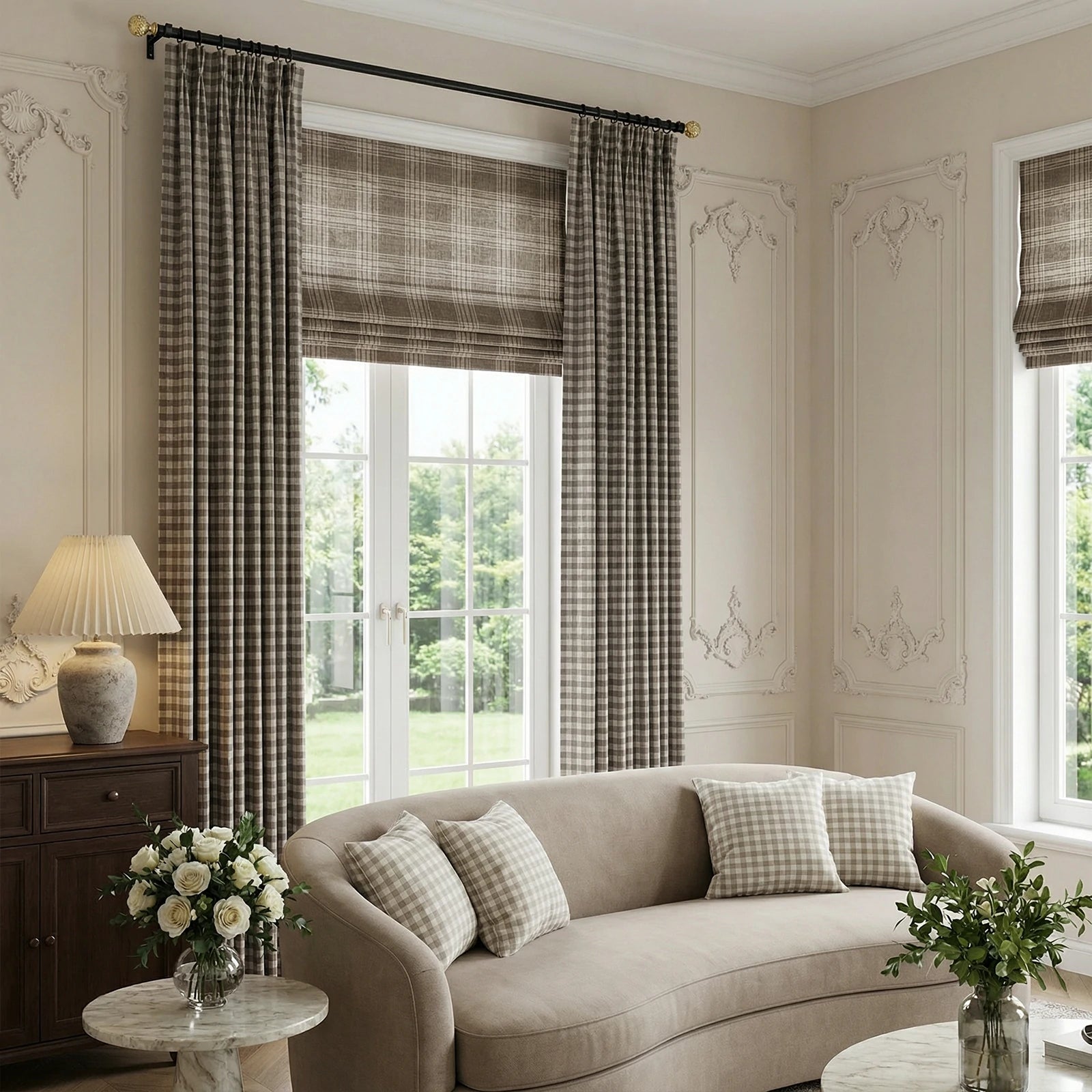 Simon Plaid Linen Textured Curtains