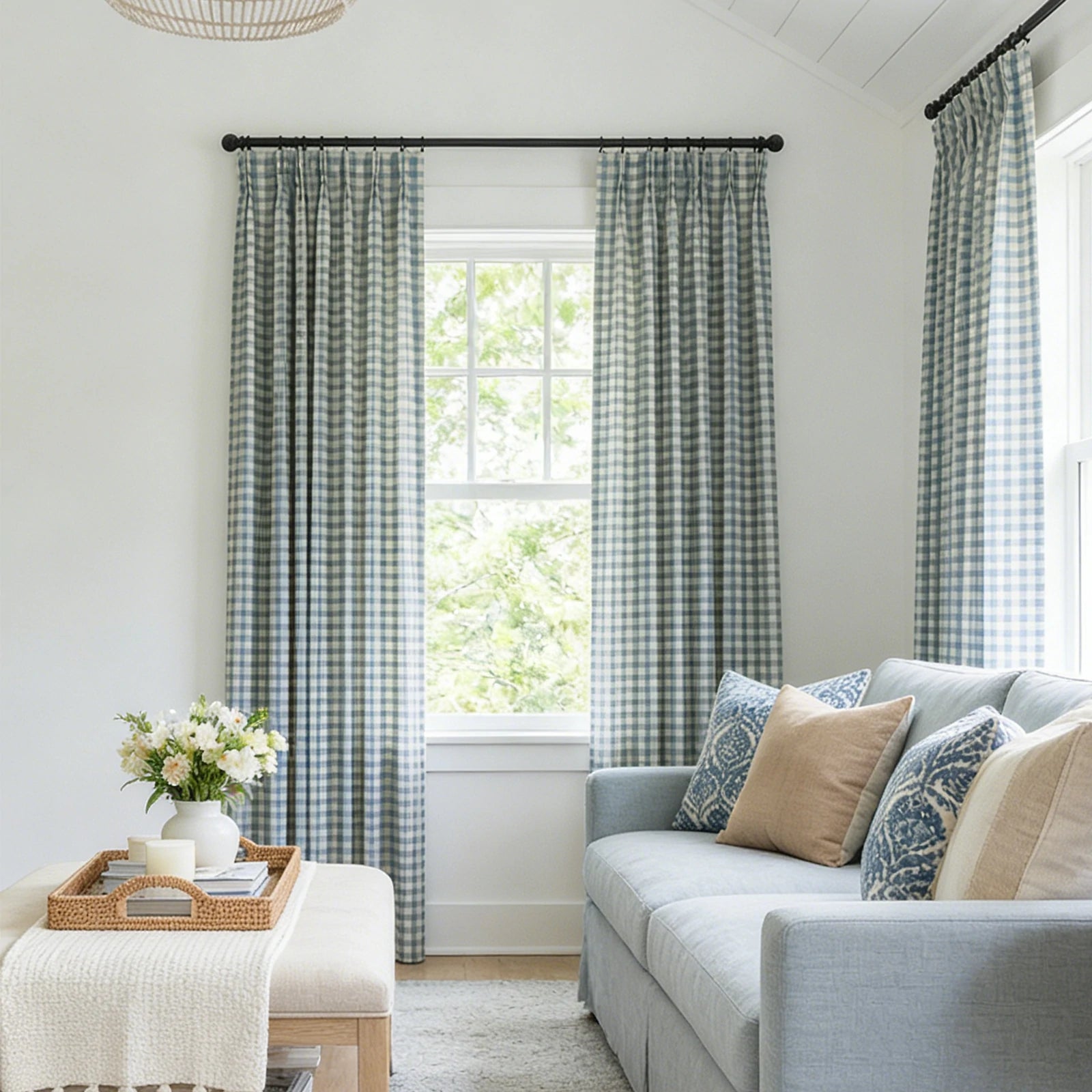 Simon Plaid Linen Textured Curtains