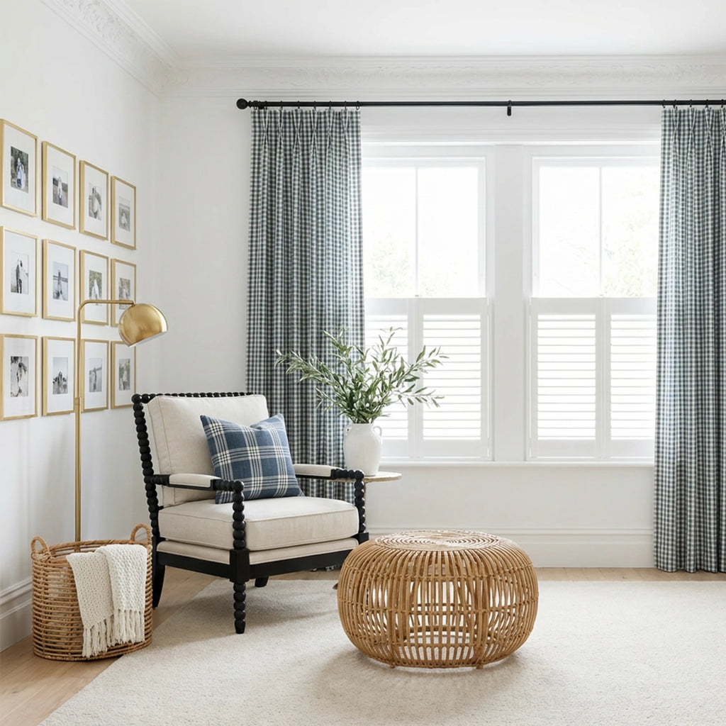 Simon Plaid Linen Textured Curtains