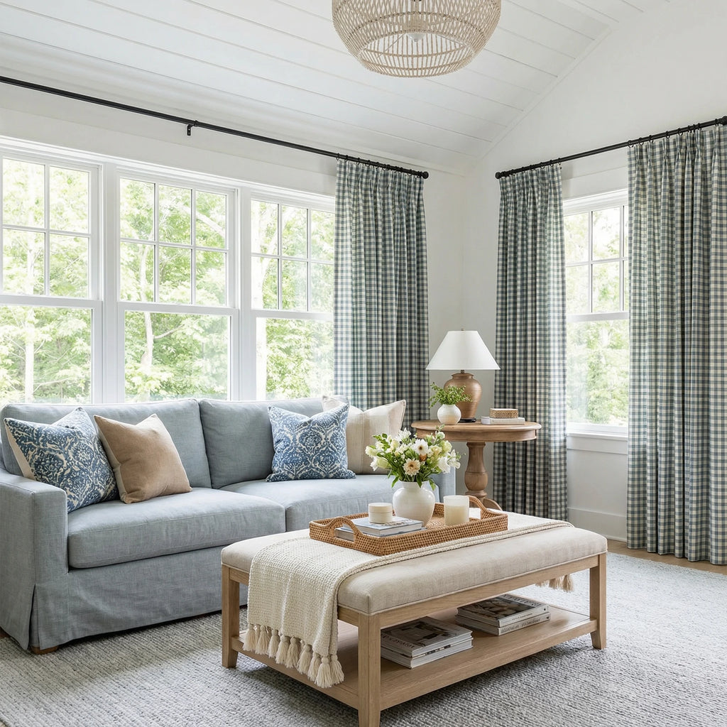 Simon Plaid Linen Textured Curtains