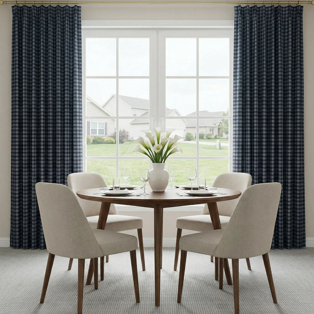 Simon Plaid Linen Textured Curtains
