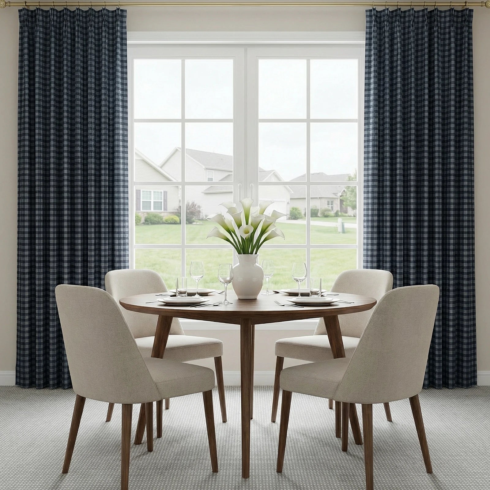 Simon Plaid Linen Textured Curtains