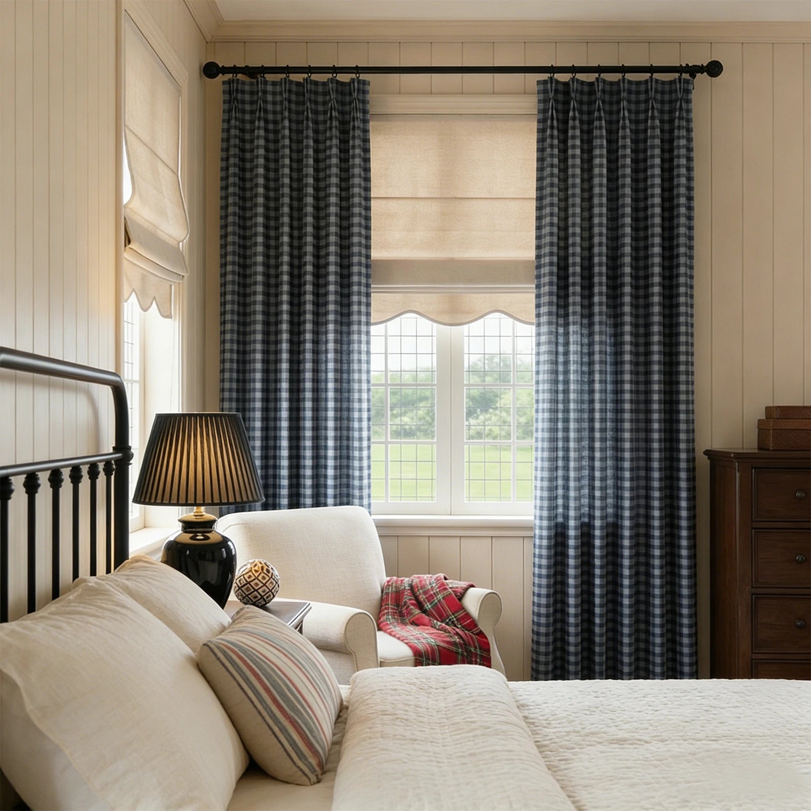 Simon Plaid Linen Textured Curtains