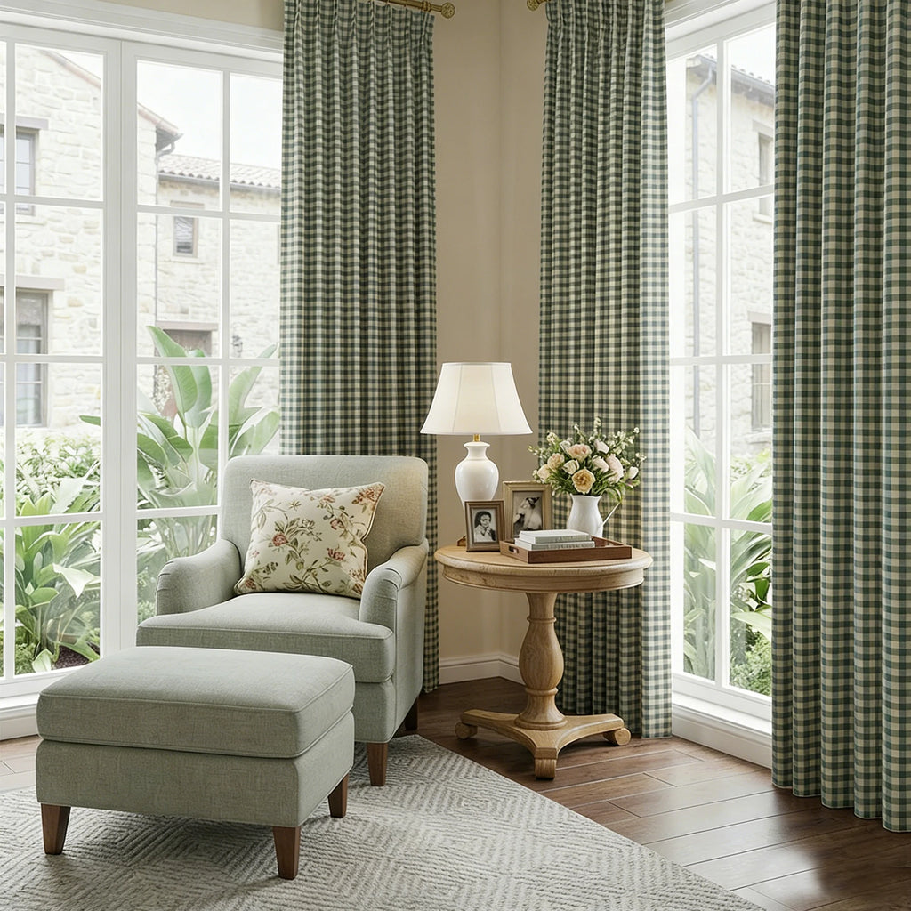 Simon Plaid Linen Textured Curtains